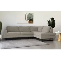 PLACES OF STYLE Ecksofa »Pinto, 290 cm, Ottomane links / rechts«, Cord, Feincord, Luxus-Microfaser Leder und Chenille grau