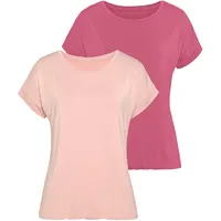 VIVANCE T-Shirt, (2er-Pack), mit elastischem Saumabschluss, Gr. 36/38, rose, beere, , 62692062-36