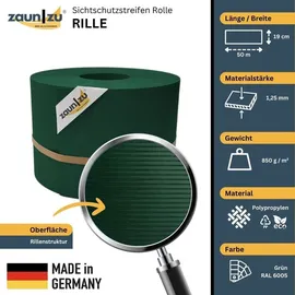 zaunzu® Sichtschutz Rille PP 50 m grün Metall