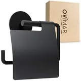 ovimar Toilettenpapierhalter Heroya (1-St), aus Edelstahl in Schwarz zur Zum Kleben schwarz