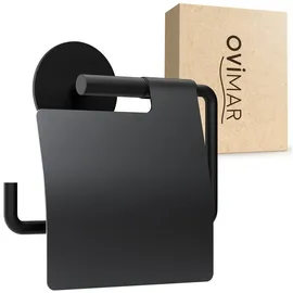 ovimar Toilettenpapierhalter Heroya (1-St), aus Edelstahl in Schwarz zur Zum Kleben schwarz