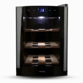 h.koenig AGE6 Weinkühlschrank / 6 Flaschen / Temperatur 11°C bis 18°C/LED-Temperaturanzeige/Holzlagerböden