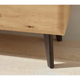 furn.design TV-Lowboard, Eiche, Schwarz, Holzwerkstoff, Nachbildung,Eiche, Holz Optik, 2 Schubladen, rund, 107x50x40 cm, Wohnzimmer, Wohnwände, Lowboards, Lowboards stehend