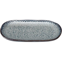 LEONARDO Matera Platte - Kleine Servierplatte aus Keramik - Eckiger Teller zum Anrichten von Apero, Snacks, Käse etc. - 22x12 cm grau