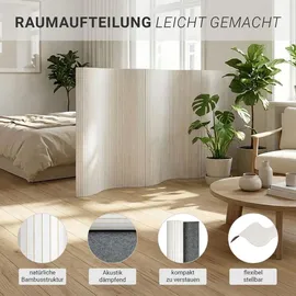 Homestyle4u Paravent Raumteiler in Weiß 250x145 cm 3141