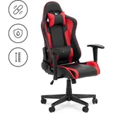 Uniprodo Gaming-Stuhl PC-Stuhl mit Armlehnen, Nacken- & Lordosenstütze, Gaming Stuhl, Rot, Schwarz