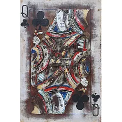 3D-Metallbild - Motiv: Queen of Clubs - 120 x 80cm