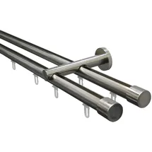 GARDINIA Gardinenstangen Set Isa 2-läufig Ø 20 mm 160 cm edelstahl-optik
