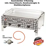 Edelstahl-Gastrobräter Grill 3-flammig  inkl. Stahlblechpfanne