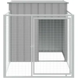 vidaXL Hundehütte mit Auslauf Hellgrau 110x1221x110cm Verzinkter Stahl