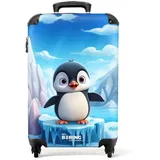 NoBoringSuitcases.com© Kinderkoffer Pinguin - Mädchen - Polartiere - Kinder 55x35x20cm, 4 Rollen, Kinder Koffer Klein, Trolley Handgepäck bunt 35 cm x 55 cm x 20 cm