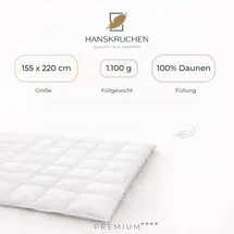 HANSKRUCHEN GmbH HANSKRUCHEN Daunendecke 155x220 cm extra Warm 100% Daunen waschbar Allergiker Decke atmungsaktiv Winterbettdecke weiß - Weiß