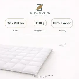 HANSKRUCHEN GmbH HANSKRUCHEN Daunendecke 155x220 cm extra Warm 100% Daunen waschbar Allergiker Decke atmungsaktiv Winterbettdecke weiß - Weiß