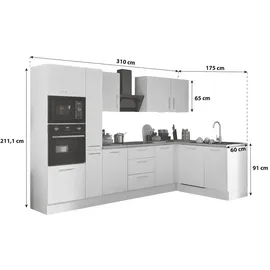 P & B Winkelküche L-Form 310 cm schwarz