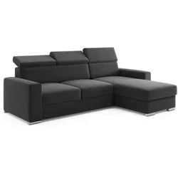 M-Punkt Ecksofa TOKIO mit Bett und Bettkasten Sofa/Schlafsofa - Schwarz