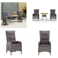 vidaXL 3 tlg. Garten Bistro Set Poly Rattan Grau - Bistro-Set - Bistro-Sets - Garten-Bistro-Set - Terrassenmöbel-Set - Grau