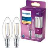 Philips LED Classic E14 Kerzenform 2 W 250 lm 2er Set 9,7 x 3,5 cm (H x Ø)