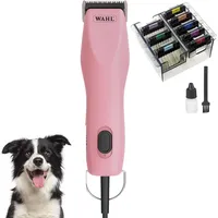 Agrarzone KM2+ Hunde Schermaschine mit Aufsteckkamm-Set Rosa/Weiß