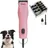 Agrarzone KM2+ Hunde Schermaschine mit Aufsteckkamm-Set Rosa/Weiß