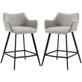 WAHSON OFFICE CHAIRS Barhocker Für Küche Aus Leinen Kunstleder Mit Lehne Grau 2er Set Wahson