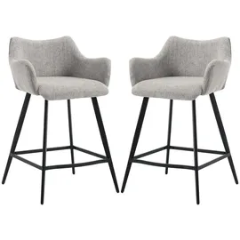 WAHSON OFFICE CHAIRS Barhocker Für Küche Aus Leinen Kunstleder Mit Lehne Grau 2er Set Wahson