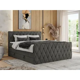 MKS Boxspringbett mit Bettkasten - grau ¦ Maße (cm): B: 161 H: 110