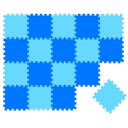 LittleTom Puzzlematte 18 Teile Baby Kinder Puzzlematte ab Null - 30x30cm, hellblau dunkelblaue Kindermatte blau