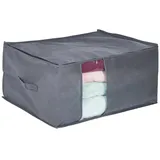Relaxdays 3x Aufbewahrungstasche aus Stoff Transparent,Grau