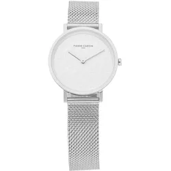 Pierre Cardin Damen Armband-Uhr analoge Quarz-Uhr mit Edelstahl-Armband 3ATM 31mm CBV.1508 Silber - One-Size