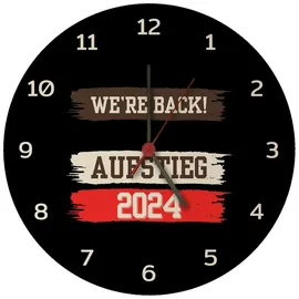 speecheese St. Pauli Aufstieg 2024 Wanduhr mit Spruch We're Back Wappen-Glanz am Hafen Hamburgs Stolz Reeperbahn und Landungsbrücken feiern mit