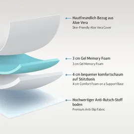 Komfortec Gel Topper 180 x 200 cm weiß