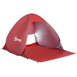 Outsunny Strandmuschel Strandzelt Wurfzelt Campingzelt Automatisch Pop Up Zelt, Polyester, Metall, Rot, 150 x 200 x 115 cm