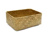 Bodhi2000 Natürlicher Strohkorb, Rechteckig, Handgemachte Stroh-Aufbewahrungsbox, Geschenkkorb, Dekokorb, Regalkorb, Schreibtisch-Kleinteile, Aufbewahrungsbox, Gelb, Klein
