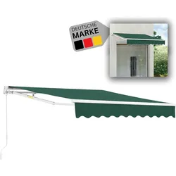 DELUKE® Gelenkarmmarkise 250x200cm - mit Handkurbel | Terrassenmarkise Klemmmarkise Balkonmarkise Sonnenmarkise Sonnenschutz  | Grün