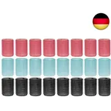 MIJOMA 24-tlg Set Haftwickler Klettwickler - Selbsthaftende Haarwickler für schöne Locken - Hair Rollers in Mintgrün, Rosa, Schwarz - Hitzefreies Lockenstyling in Friseurqualität (Ø 30mm)