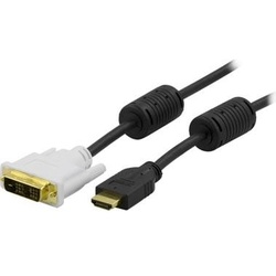 Deltaco HDMI-110 - 1 m - HDMI - DVI-D - Gold - Schwarz - Männlich/Männlich (1 m), Video Kabel