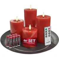 candela lights by lc home Candela Lights LED Stumpenkerze 4 St. rot