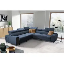 kaiser möbel Designer-Ecksofa mit Schlaffunktion und Bar GRECO III Avra Blau Links