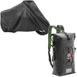 Set: Abdeckplane XXL Abdeckhaube + Rucksack Hecktasche + Rollverschluss WPX