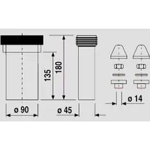 Sanit WC-Anschlussgarnitur 180 mm DN 90