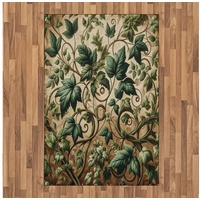Teppich Flachgewebe Deko-Teppiche für das Wohn-,Schlaf-, und Essenszimmer, Abakuhaus, rechteckig, Blätterdruck Wirbelnde Äste Efeu braun|grün 120 cm x 180 cm