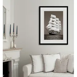 Bild QUEENCE "Pearl", grau (farbe rahmen: schwarz, farbe bild(er): grau), B:30cm H:40cm, Acrylglas, Papier, Holz, Bilder, HD Premium Poster-Druck inkl. Holzrahmen