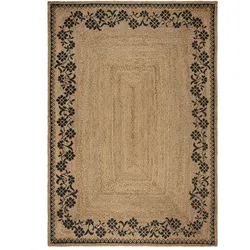 Kadima Design Nachhaltiger Jute-Teppich `Neath Mark` mit floralem Druck. 200x290 cm
