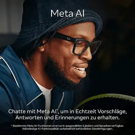 Ray Ban Ray-Ban Meta Wayfarer, Matt Schwarz, polarisiert Graphitgrau, AI Glasses