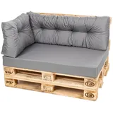 TexDeko Palettenkissen Set Modell: Comfort 3-TLG, Palettenkissen Set wasserabweisend, Premium Qualität, pflegeleicht grau