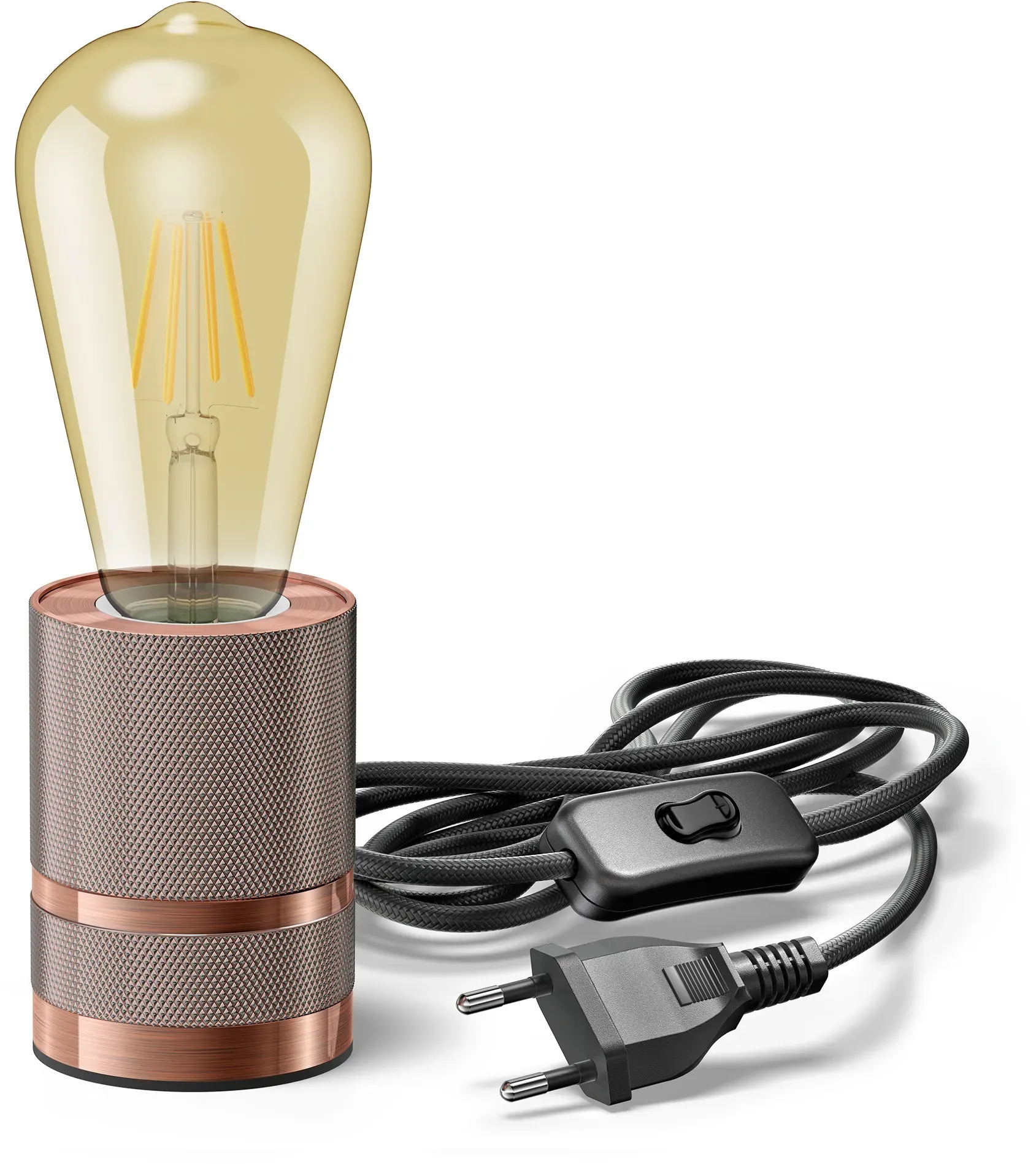 ledscom.de Tischlampe LITO, Schalter, bronze, inkl. LED Lampe 489lm, extra-warmweiß