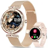 fitonyo Smartwatch Damen mit Telefonfunktion,1.1 Zoll AMOLED HD Screen Fitness Tracker für Herzfrequenz/Blutdruck/SpO2/Schlafmonitor, 120+ Sport Digitale Smartwatch zum Laufen Roségold