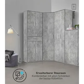 mokebo Mehrzweckschrank Grau, 4 Fächer, 60x180x34 cm, Waschküche, Mehrzweckschränke