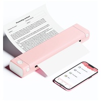 Phomemo M08F A4 Tragbarer Thermodrucker, Pink Bluetooth Wireless Drucker, Thermodrucker ohne Tinte für Smartphone & PC, unterstützt 210x297mm A4 Thermopapier Mobile Drucker