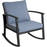 Estexo Schaukelstuhl Relaxsessel Schwingsessel Rattanschaukelstuhl + Kissen Schwarz